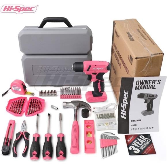 58pc Pink 8V USB Electric Drill Driver & Household Tool Kit Set. DIY Cordless - Picture 7 of 7
